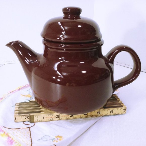 Vintage 1983 Rondo Gailstyn Japan Collectible Teapot Round 'Brown Betty' 6-cup - Picture 7 of 10